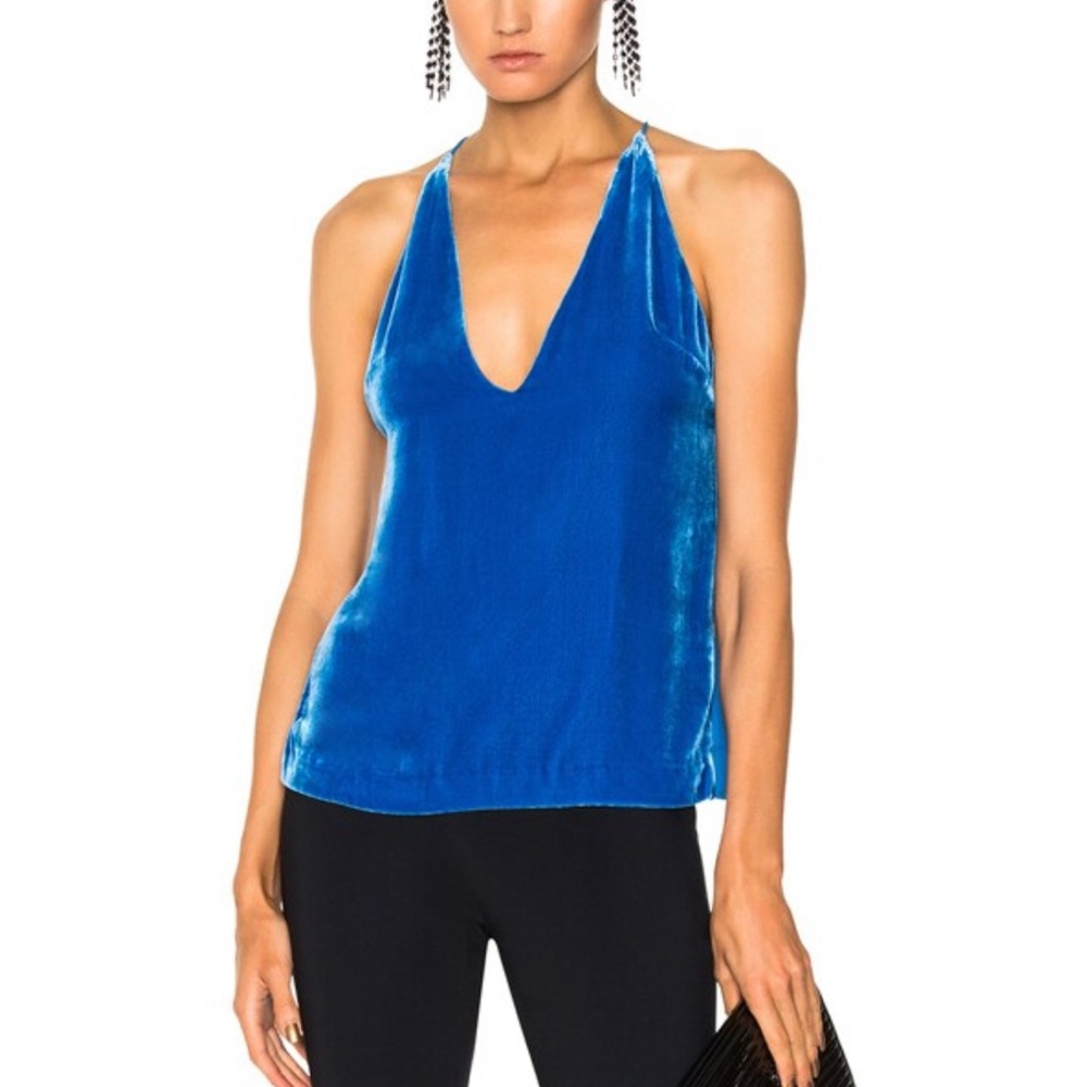 Dion Lee Silk Velvet Cami in cobalt blue, size small